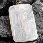 Weaver & Cowherd Couple Necklaces Hand Carved White Agate Set