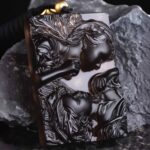Gemini Zodiac Hand Carved Obsidian Necklace