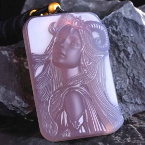 Purple agate Aries carving