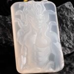 Yig the Serpent Father Hand Carved White Agate Necklace