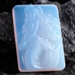 Hydra the Drowned Queen Hand Carved Blue Chalcedony Necklace