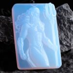 Dagon the Drowned King Hand Carved Blue Chalcedony Necklace