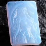 God of Venomous Wrath Hand Carved Blue Chalcedony Necklace