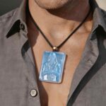 The Black Pharaoh Hand Carved Blue Chalcedony Necklace