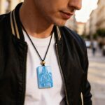 The Black Pharaoh Hand Carved Blue Chalcedony Necklace