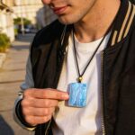 The Buried Giants Hand Carved Blue Chalcedony Necklace
