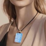 The Mirror-Moon Hand Carved Blue Chalcedony Necklace