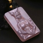 Egyptian Cat Goddess Hand Carved Purple Agate Necklace