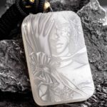 Virgo Zodiac Hand Carved White Agate Necklace