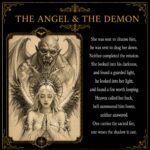 Angel & Demon Couple Necklaces Hand Carved Obsidian Set